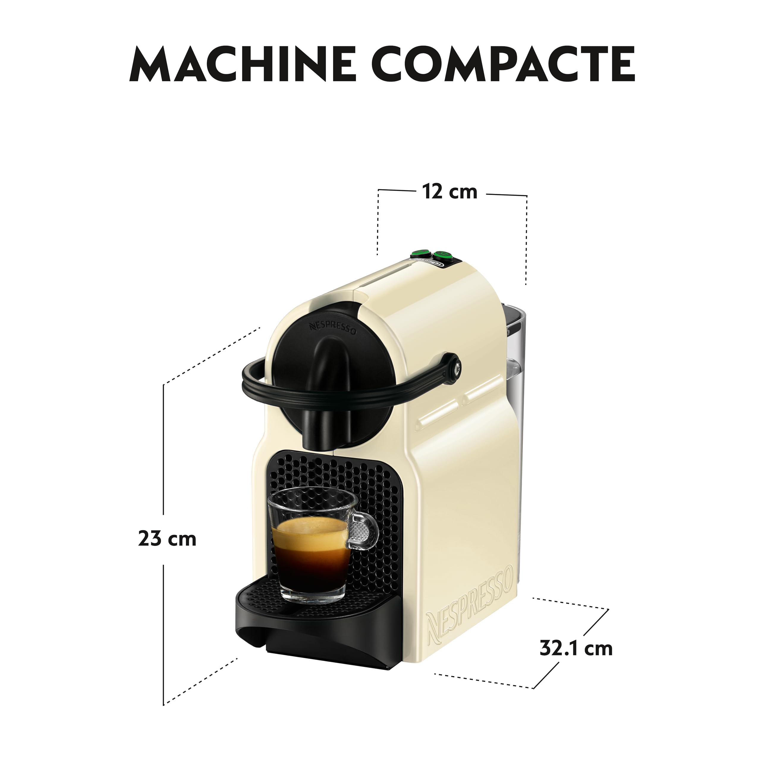 Inissia - Machine Automatique à Capsules Individuelles Blanc Crème